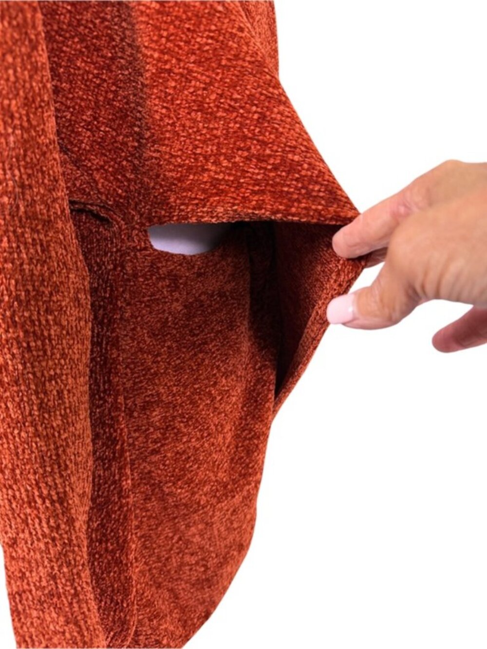 All In Favor Rust Chenille Faux Wrap Sweater Medium Soft Cozy Pullover - Picture 8 of 12